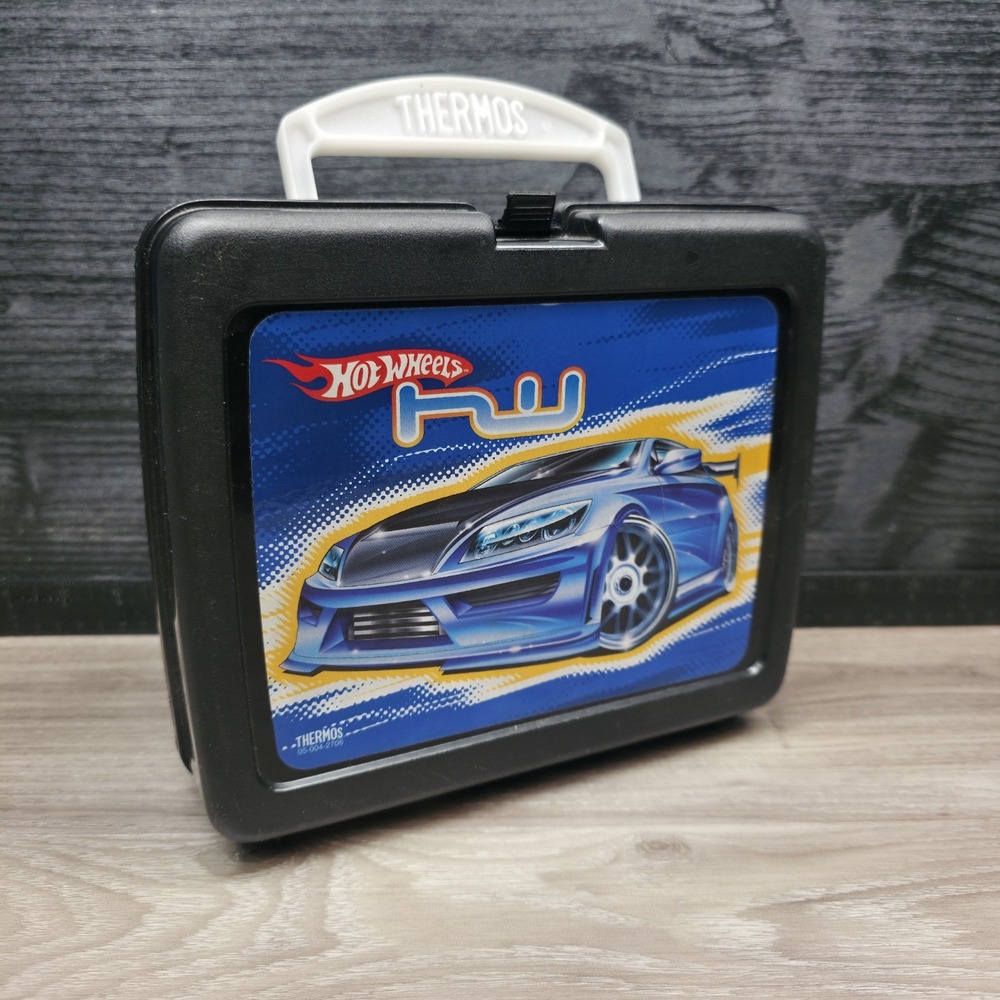 Hot Wheels Plastic Lunchbox only  Thermos brand  Made in USA‎